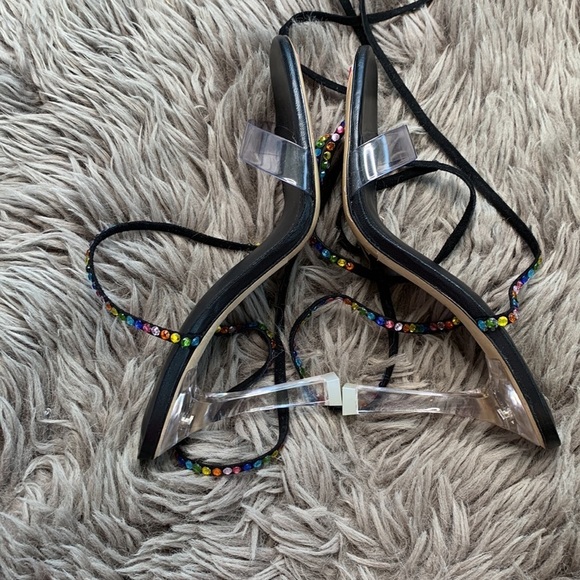 Larroud Suede Disco GloriaEmbellished Wrap Sandal Heels - Picture 10 of 10